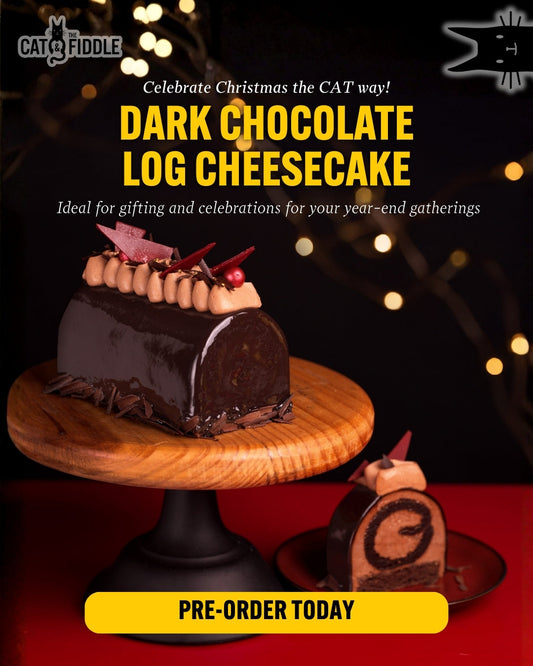 27 October 2025 onwards: Cat & the Fiddle Dark Chocolate Log Cheesecake: Holiday Indulgence Promotion