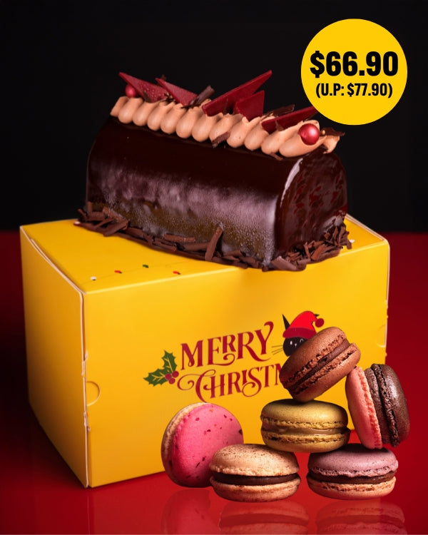 Macaron Feline (2.0) + Dark Chocolate Log Cheesecake