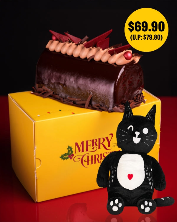 CAT Plushie (S) + Dark Chocolate Log Cheesecake
