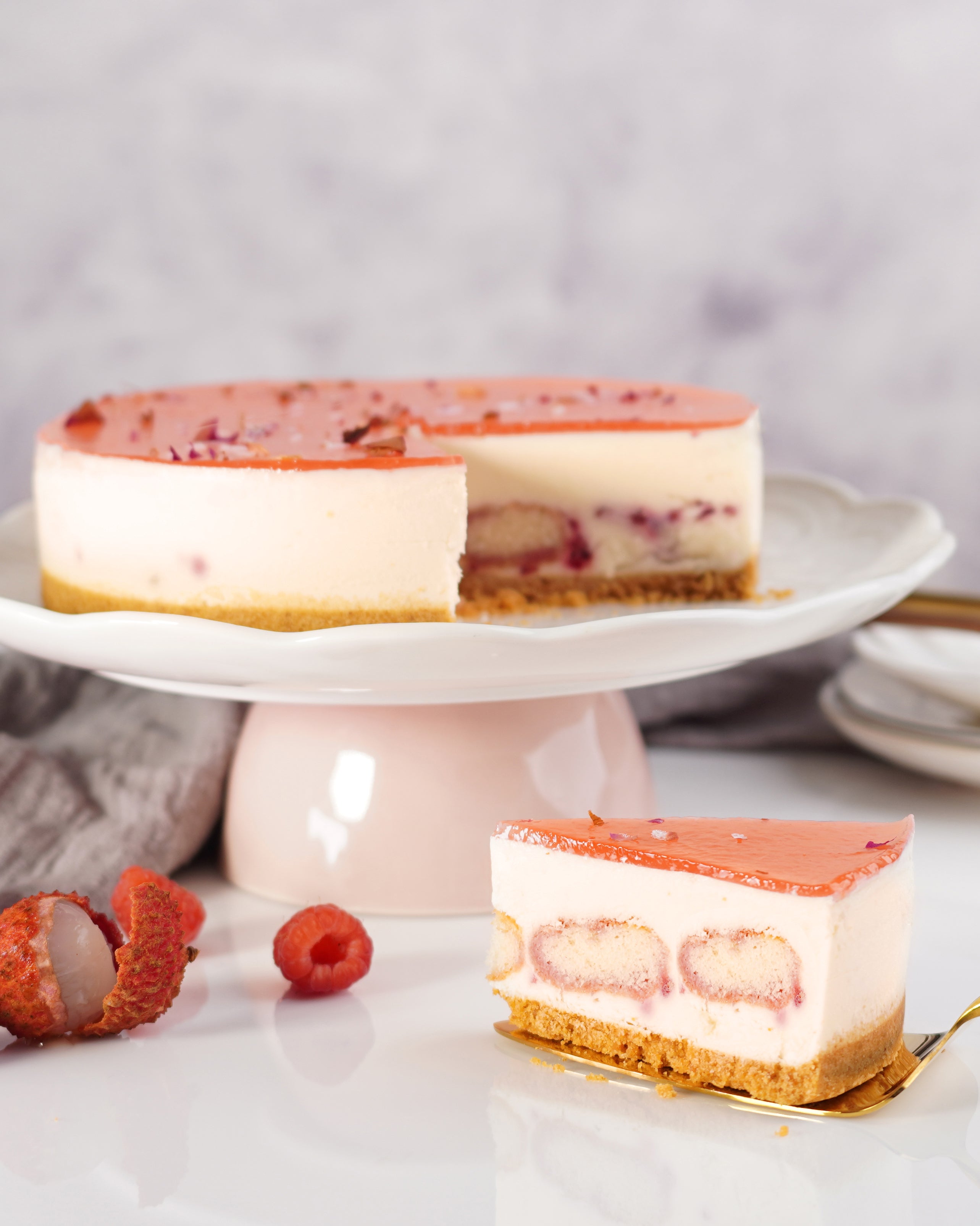 Luscious Lychee Cheesecake